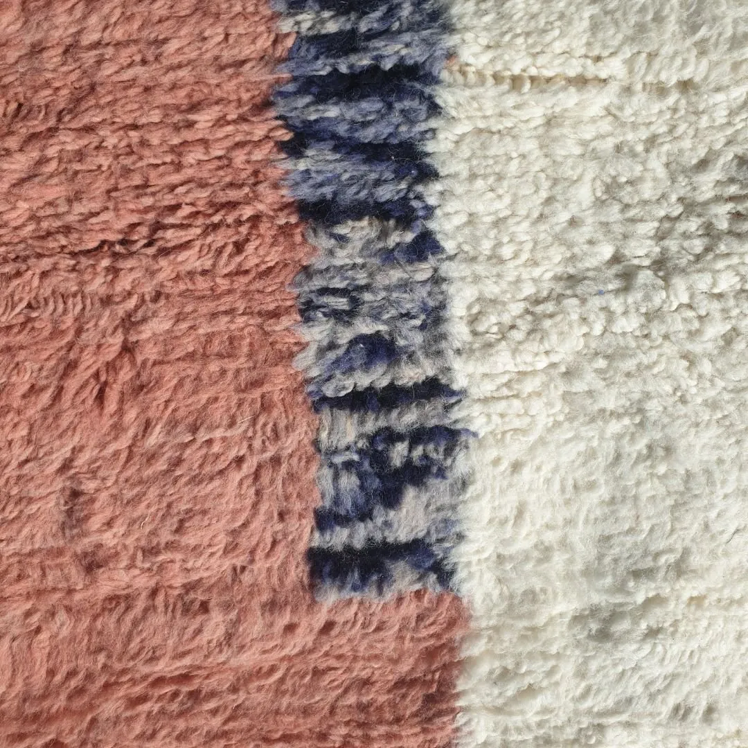 Mcharka | Authentic Soft Beni Ourain Moroccan Rug | 4'70x7'54 Ft | 143x230 cm