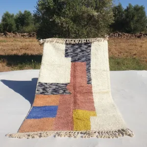 Mcharka | Authentic Soft Beni Ourain Moroccan Rug | 4'70x7'54 Ft | 143x230 cm