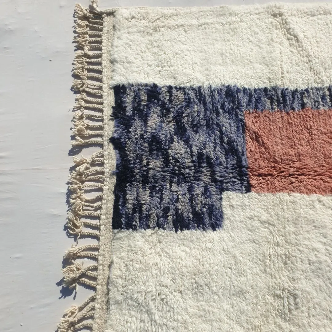 Mcharka | Authentic Soft Beni Ourain Moroccan Rug | 4'70x7'54 Ft | 143x230 cm