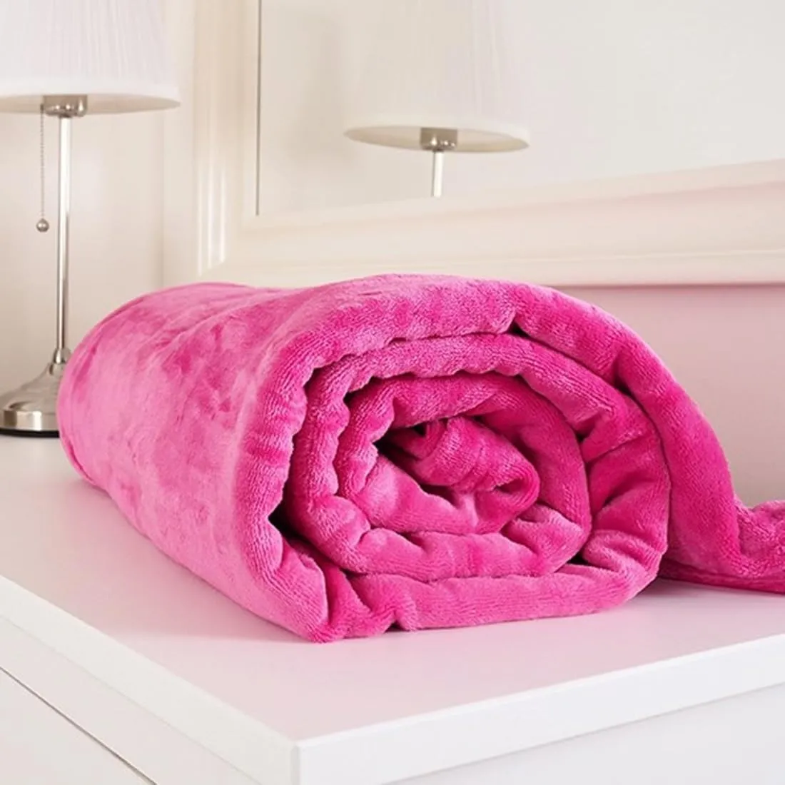 Mehlawat 500 TC Mink Floral Embossed Super Soft Heavy Single Bed Velvet AC Blanket for Winter Mink Blankets for Winter, Lightweight Kambal (Pink, Single - 85x56 Inch)