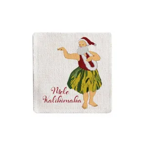 Mele Kalikimaka Santa Hula Fabric Coaster