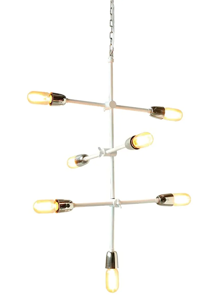 METAL 7 LIGHT CHANDELIER, WHITE