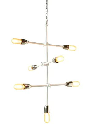 METAL 7 LIGHT CHANDELIER, WHITE