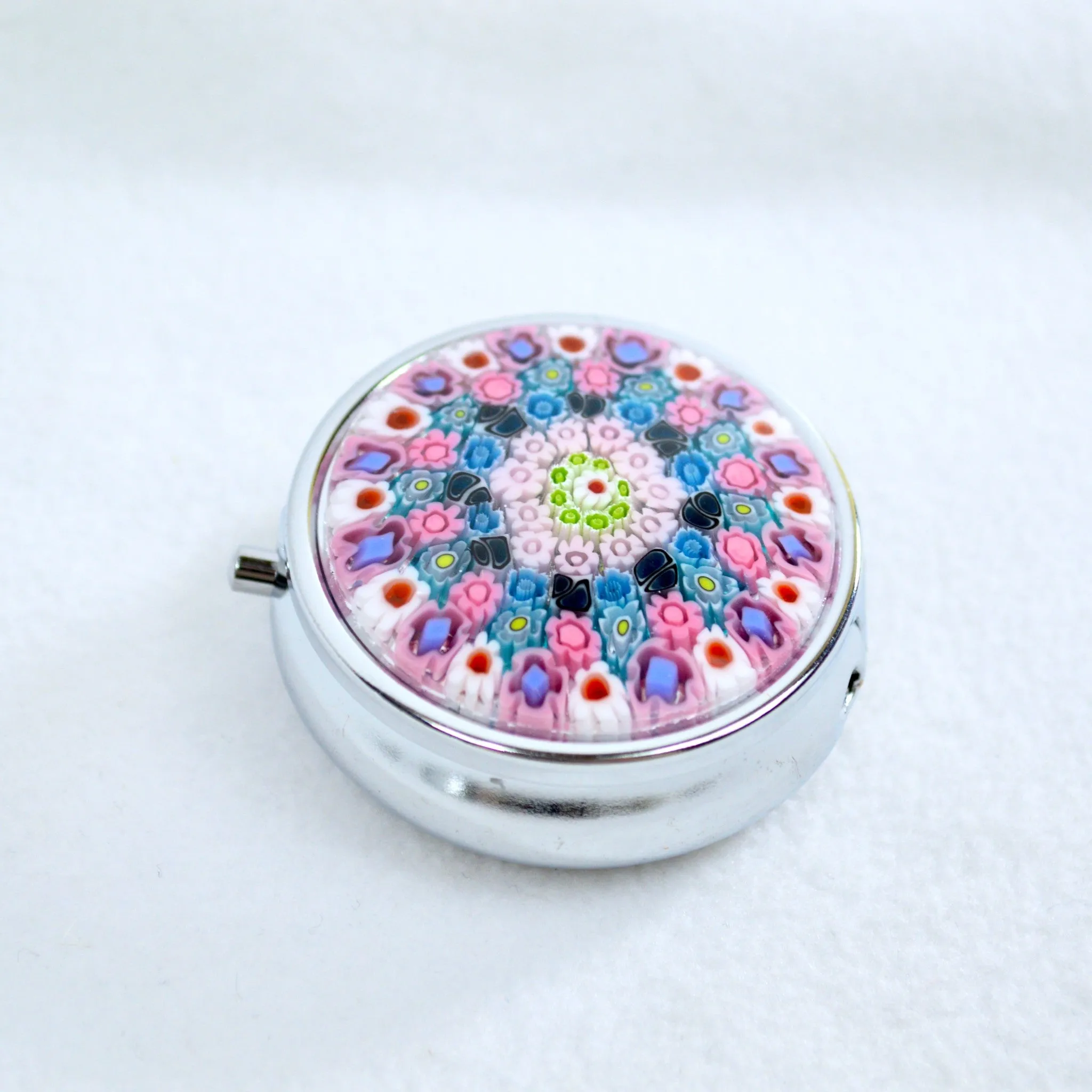 Millefiori Pill Boxes, Various Colors, Handmade In Italy