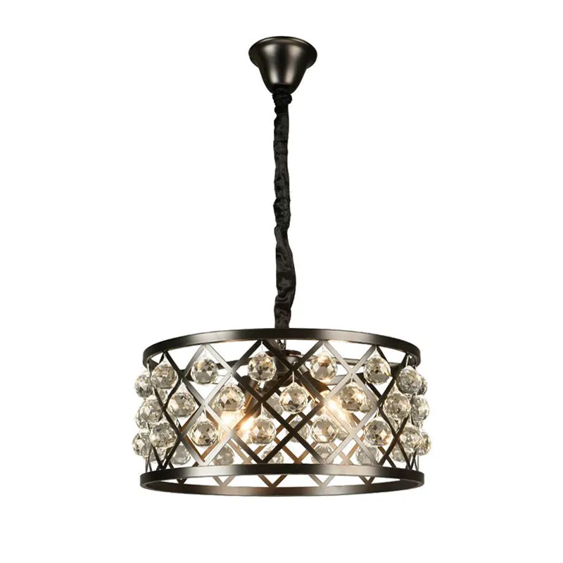 Modern 4-Light Black Chandelier with Metal and Crystal Accents for Dining Room Ceiling