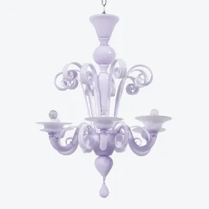 Modern 6-Light Chandelier, Milky Lilac