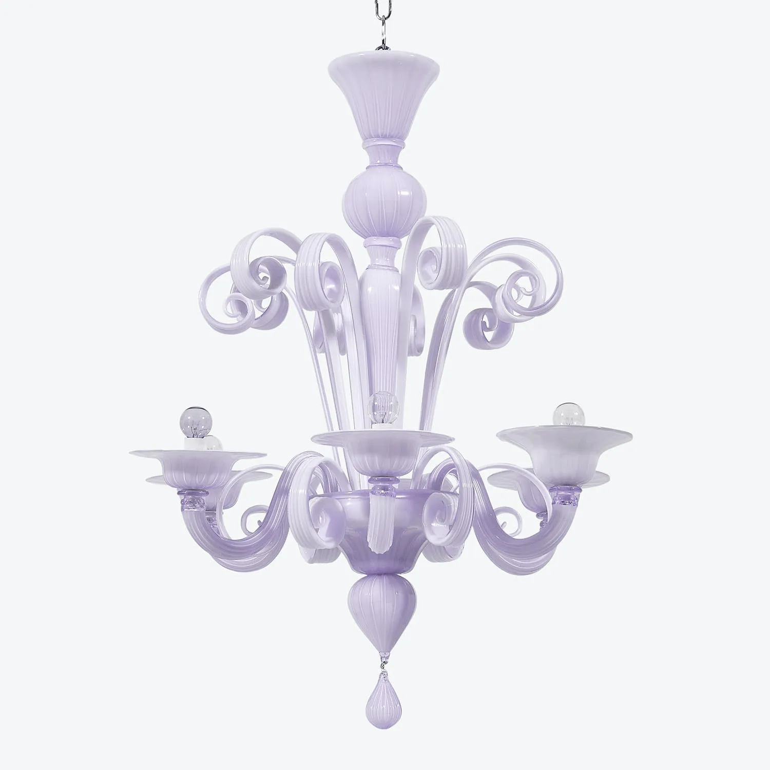 Modern 6-Light Chandelier, Milky Lilac