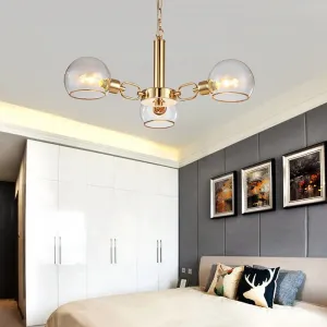 Modern Clear Glass Dome Chandelier - Gold Pendant Light for Sitting Room (3/6/8-Head Options)