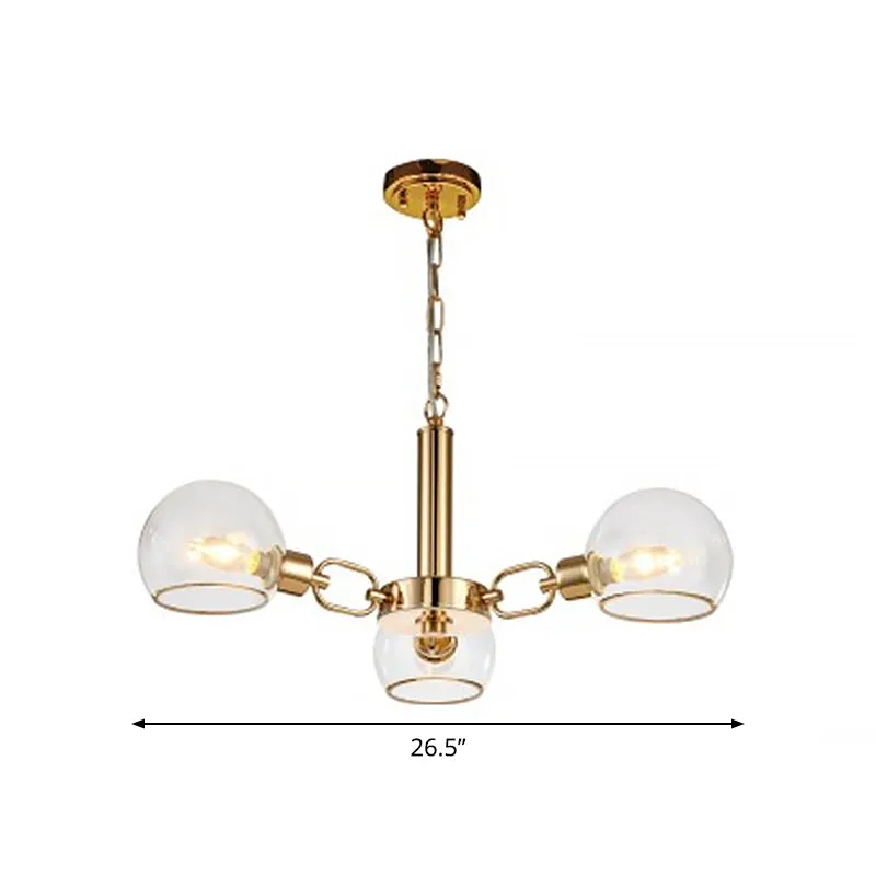Modern Clear Glass Dome Chandelier - Gold Pendant Light for Sitting Room (3/6/8-Head Options)