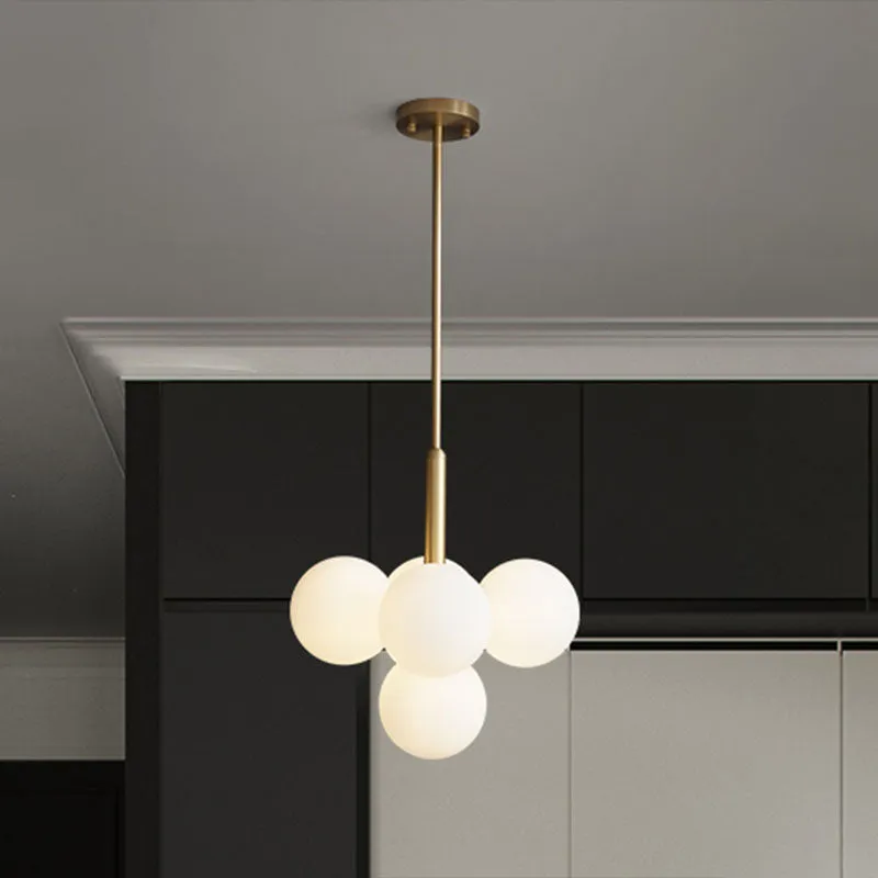 Modern Milk Glass Pendant Chandelier - 5-Light Gold Pendulum Light for Restaurants