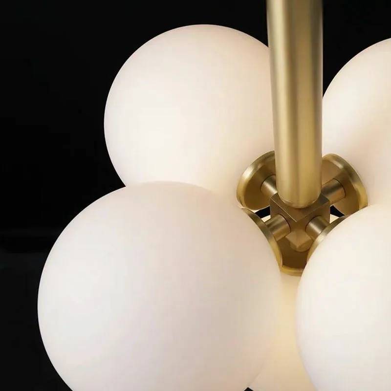 Modern Milk Glass Pendant Chandelier - 5-Light Gold Pendulum Light for Restaurants