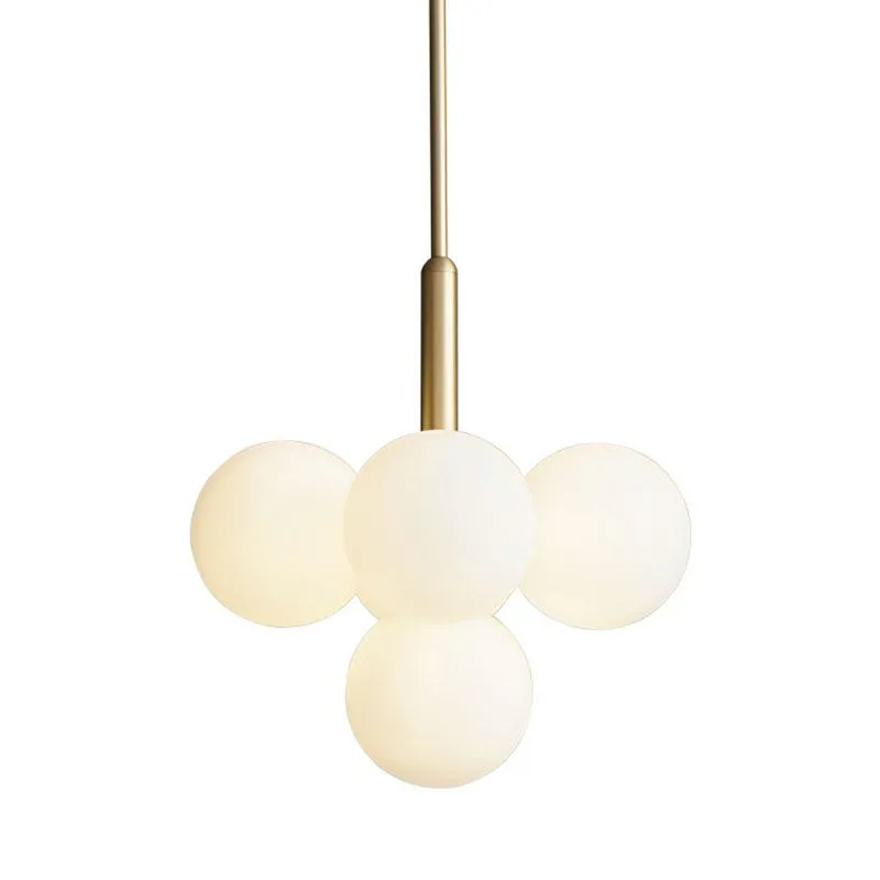 Modern Milk Glass Pendant Chandelier - 5-Light Gold Pendulum Light for Restaurants
