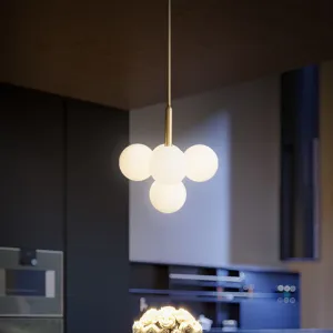 Modern Milk Glass Pendant Chandelier - 5-Light Gold Pendulum Light for Restaurants