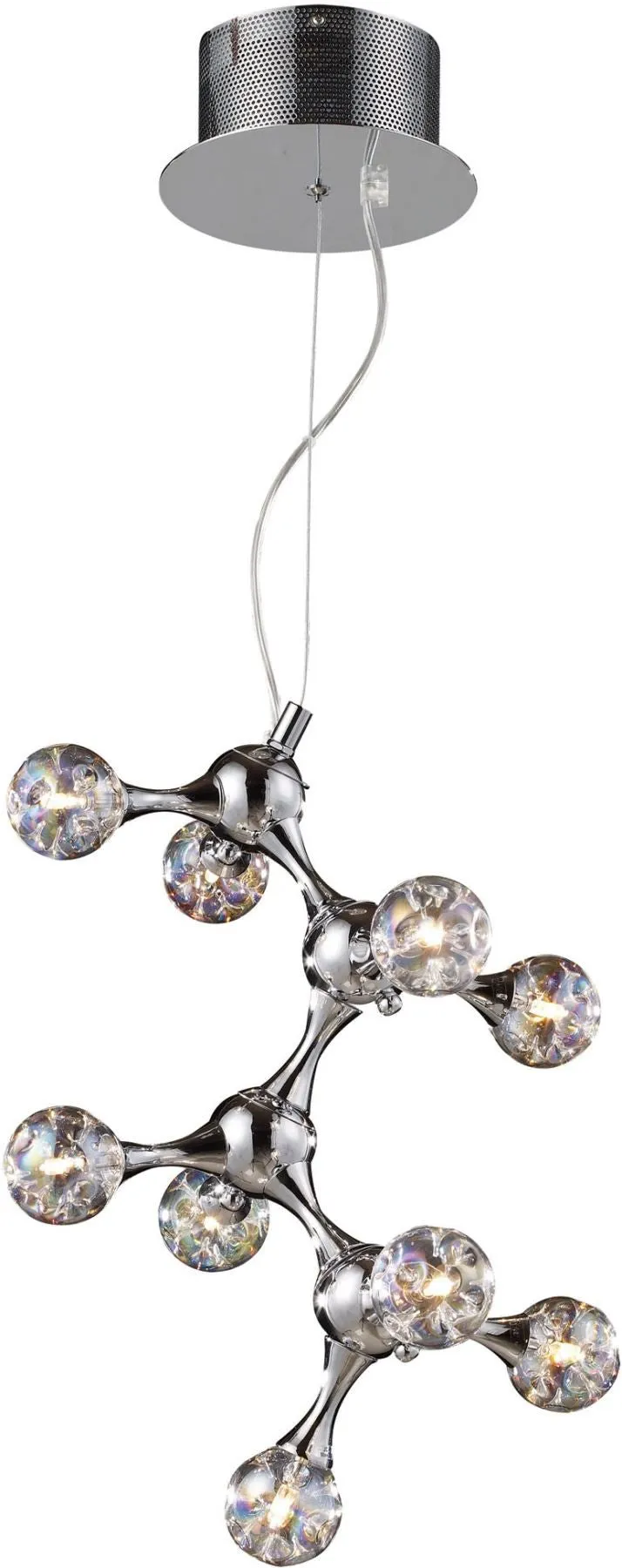Molecular 9 Light Chandelier In Chrome and Iridescent Glass