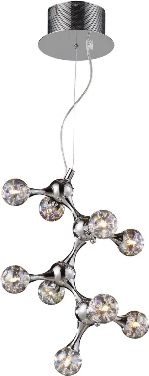 Molecular 9 Light Chandelier In Chrome and Iridescent Glass