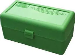 MTM Flip-Top Ammo Box 7mm Winchester Short Magnum (WSM), 300 Winchester Short Magnum (WSM), 45-70 Government 50-Round Green