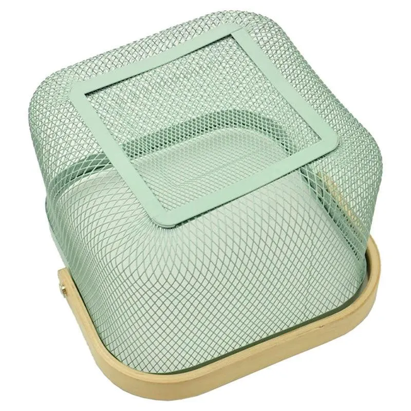 Multi-Functional Mesh Storage Basket with a Wooden Handle -SQ GREEN