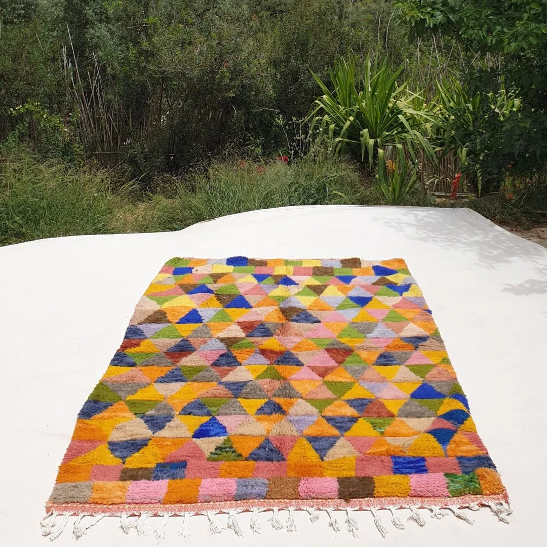 Nesarha | Multicolored Soft Beni Ourain 5x8 Moroccan Rug | 5'41x8'10 Ft | 165x247 cm