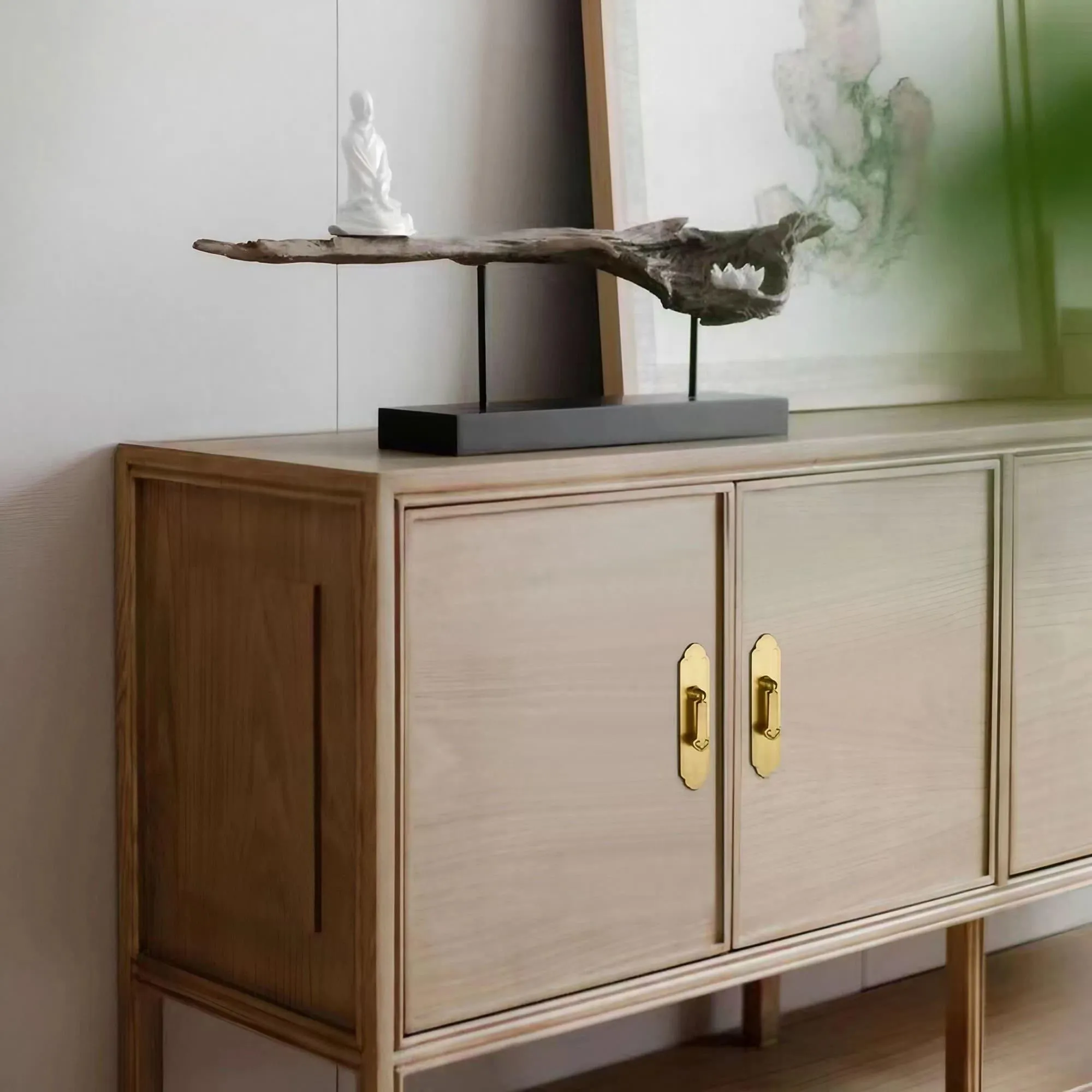 New Chinese Style Brass Drop Pulls with Backplate Drawer Knobs