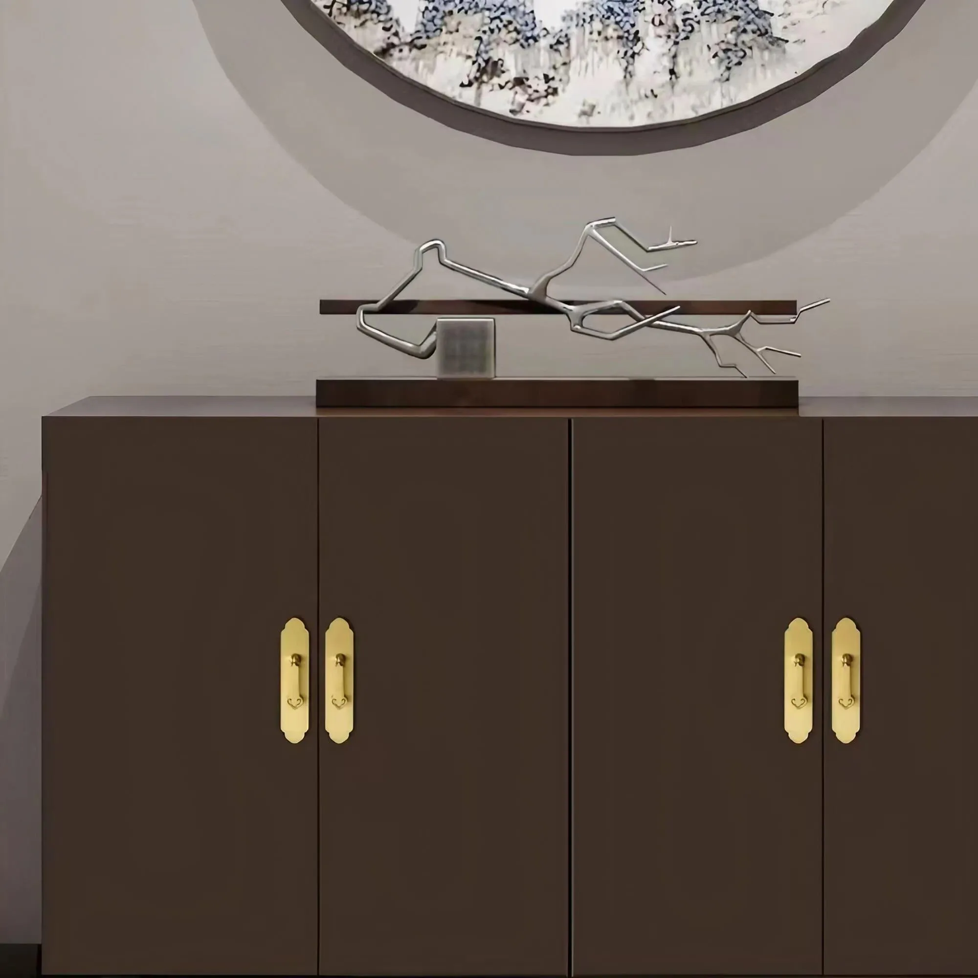 New Chinese Style Brass Drop Pulls with Backplate Drawer Knobs