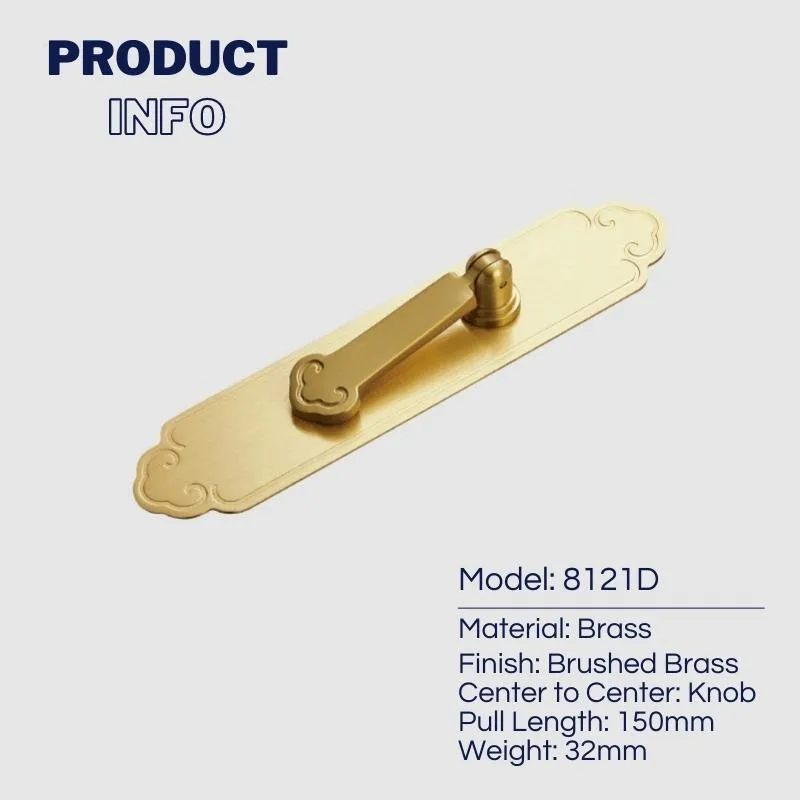New Chinese Style Brass Drop Pulls with Backplate Drawer Knobs