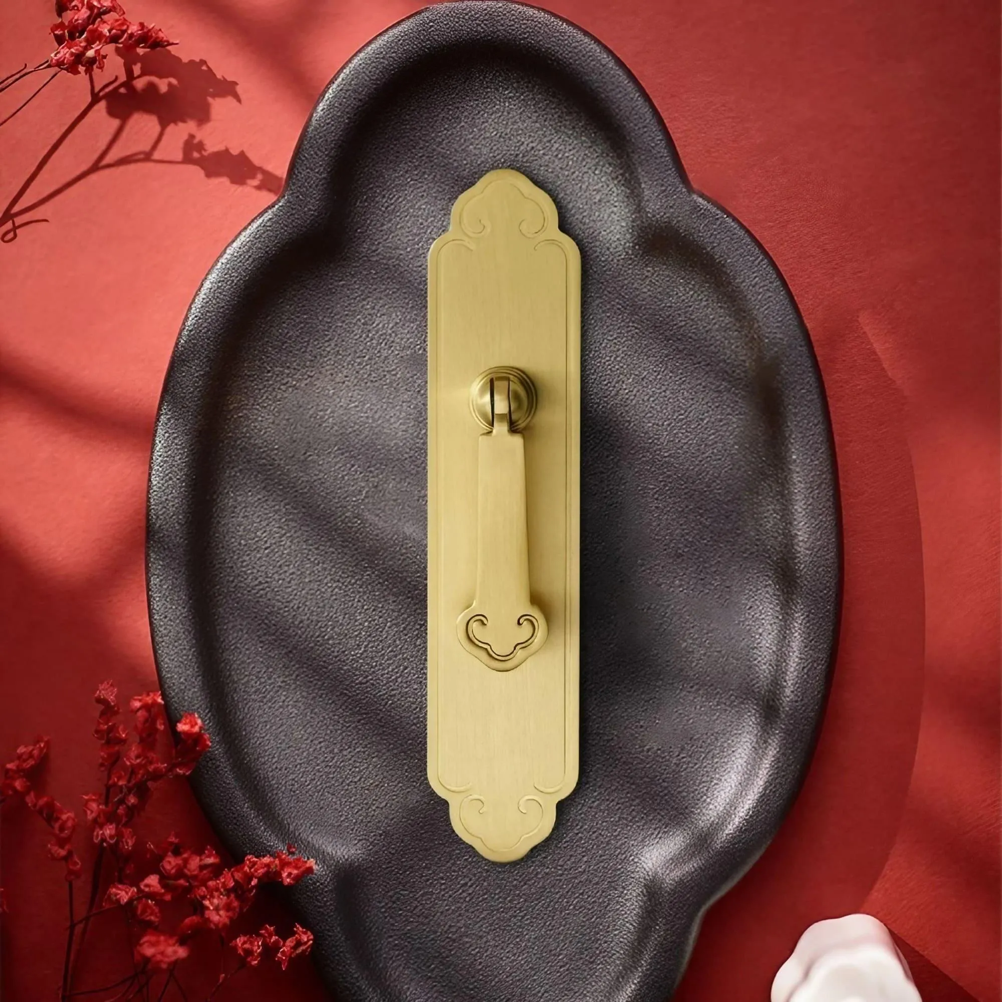 New Chinese Style Brass Drop Pulls with Backplate Drawer Knobs
