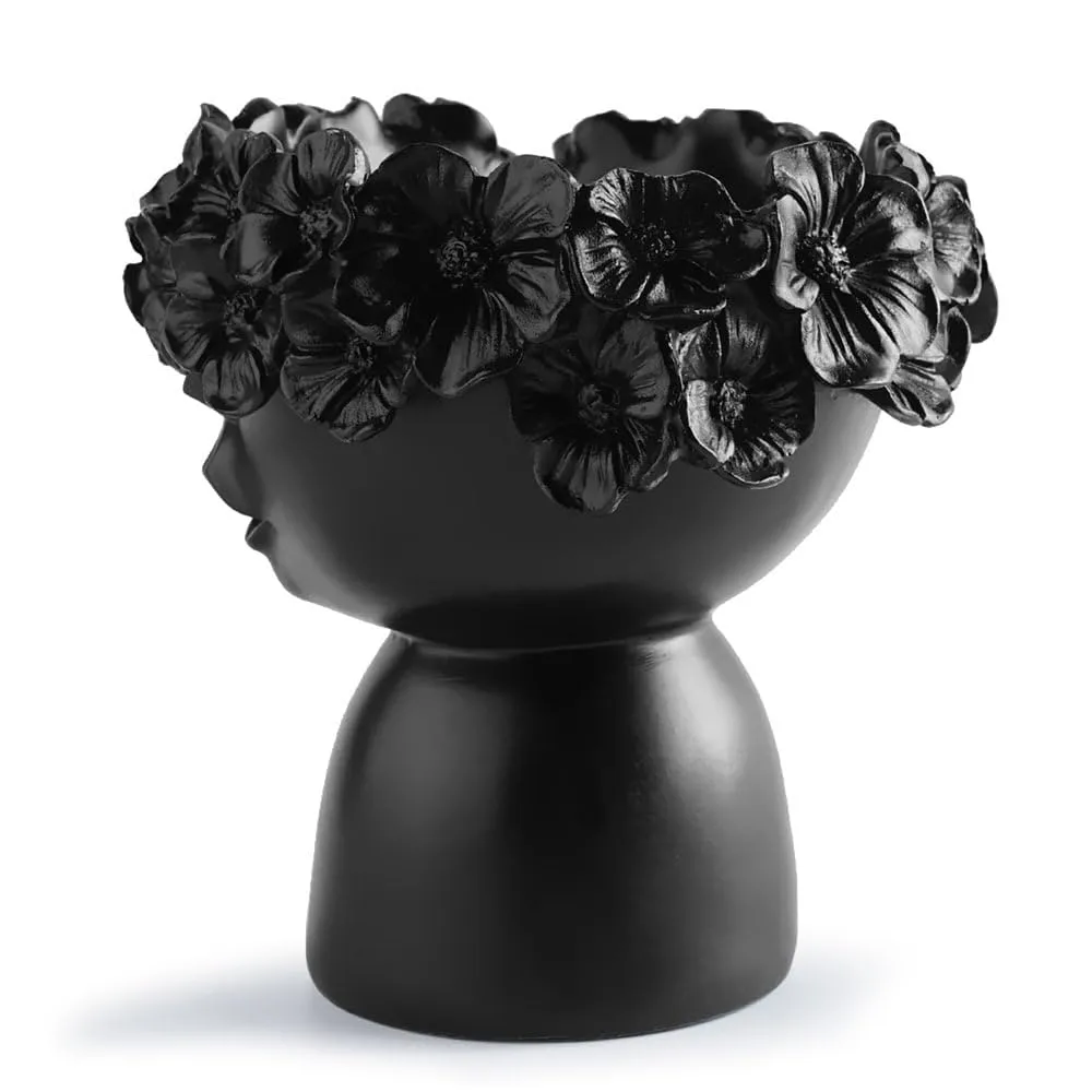 Next in Crafts Multi Female Lady Head Face Home Decoration Resin Vase Statue Sculpture Makeup Brush Holder Storage Box Pen Holder Creative Flower Pot Art Supplies, (Black)