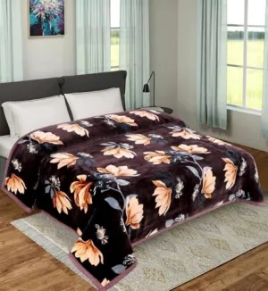 OMAJA HOME Gold 2 Ply Double Bed Blanket Cloudy Super Soft Luxurious Embossed for Heavy Winter Blanket Breathable with Bag Packing Pack of 1 (Multicolor_012)