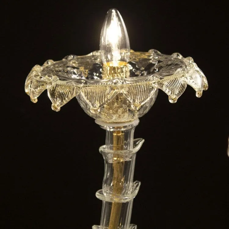 Oval 10 Light Crystal and Gold Murano Glass Chandelier