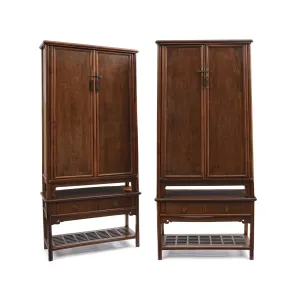 Pair of Chinese Jichimu Yuanjiaogui Cabinets On Stands - Qing Dynasty