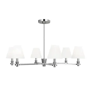 Paisley 36 in. 6 Lights Chandelier Polished Nickel Finish
