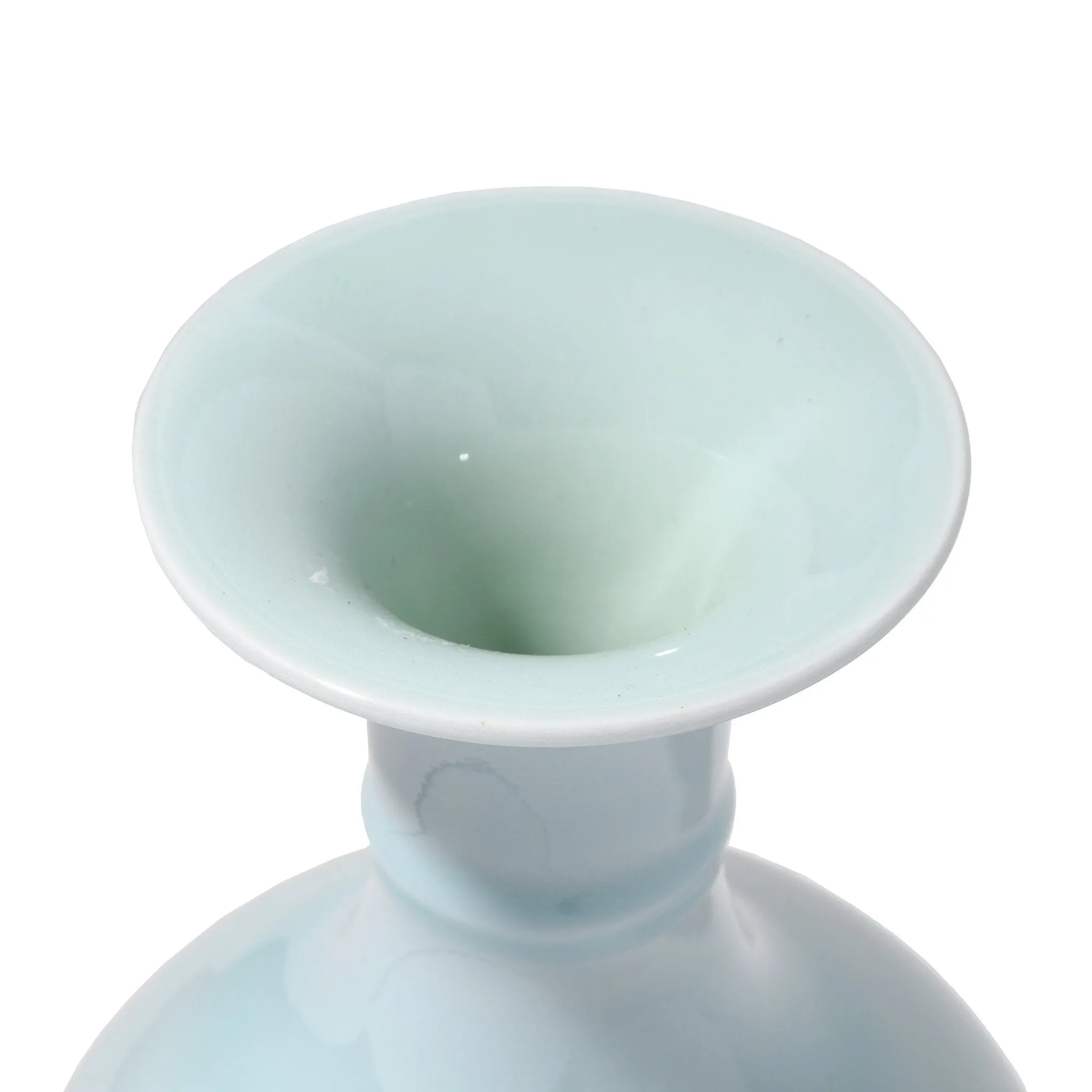 Pale Blue Porcelain Vase - Flower Design