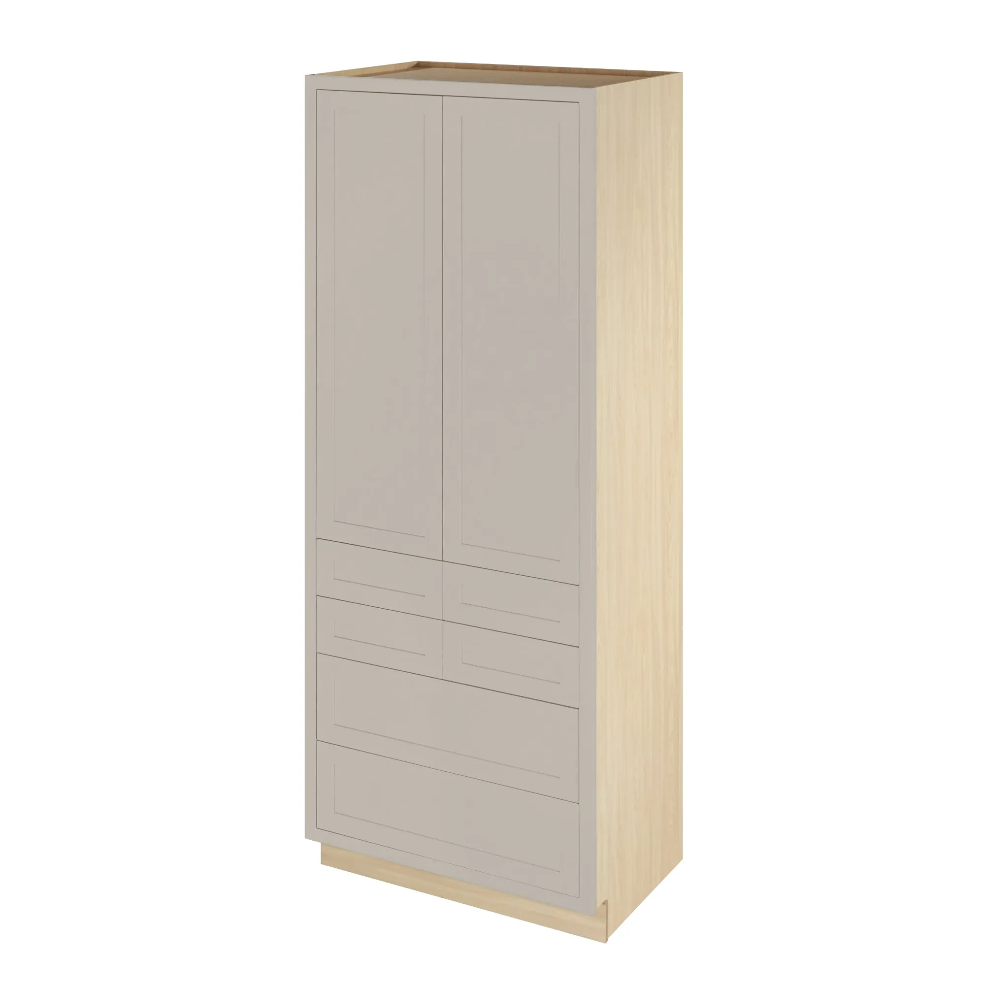 Pantry Drawer Cabinet Inset Shaker Cabinets - Tuscan Gray  - 36" Wide 93" Tall - D7PDC3693