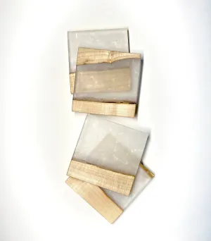 Pearl Metallic Epoxy and Maple Coaster Set