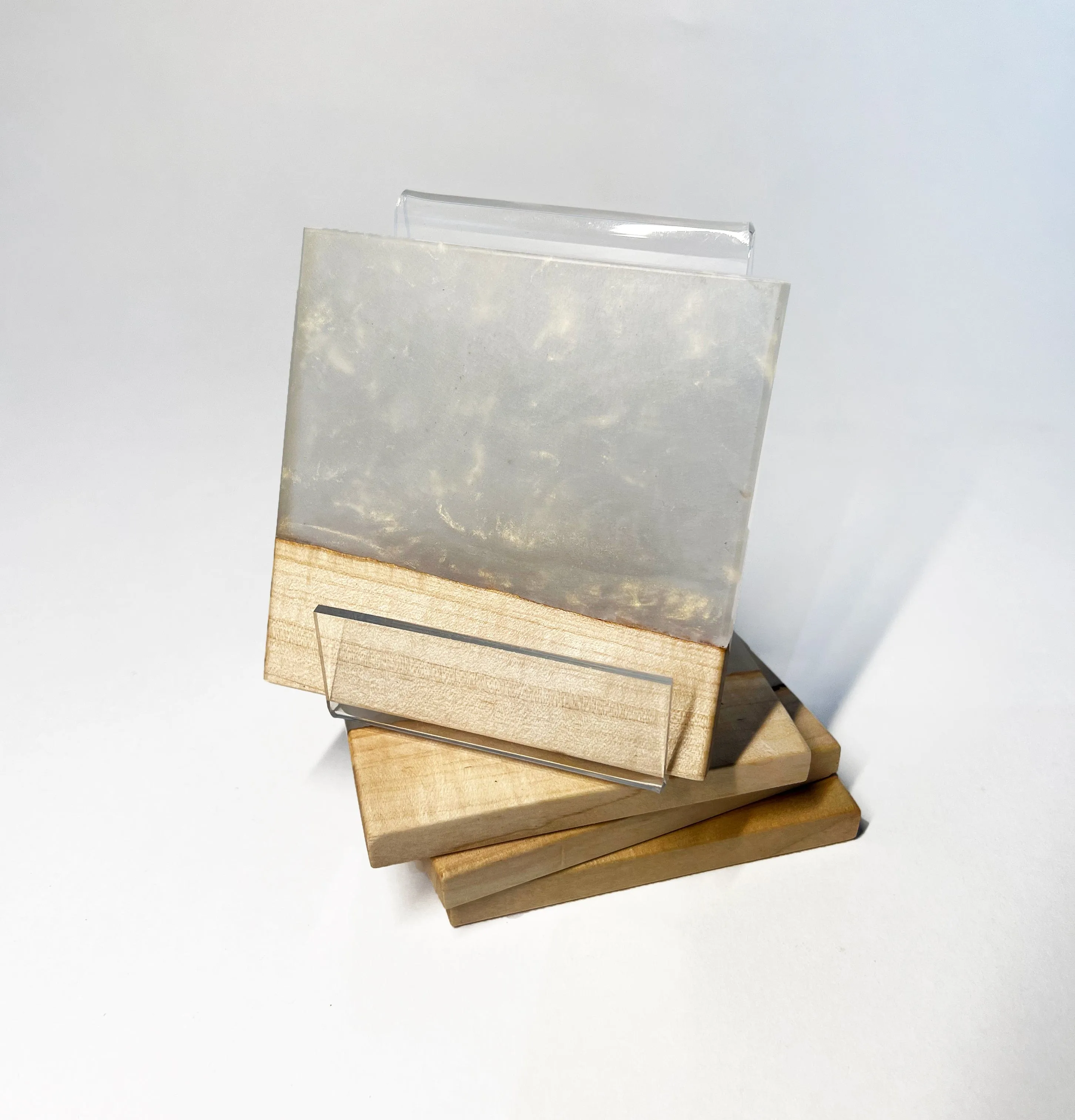 Pearl Metallic Epoxy and Maple Coaster Set
