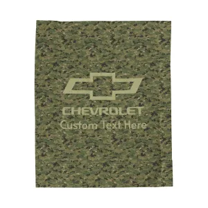Personalized Chevrolet Bowtie Digital Camo Velveteen Plush Blanket