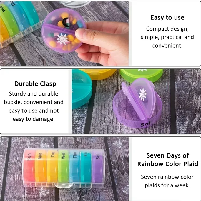 Pill Boxes 7-Day Pill Organizer With 2 Compartments Portable