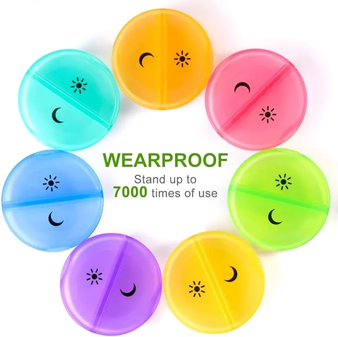 Pill Boxes 7-Day Pill Organizer With 2 Compartments Portable