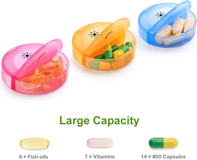 Pill Boxes 7-Day Pill Organizer With 2 Compartments Portable