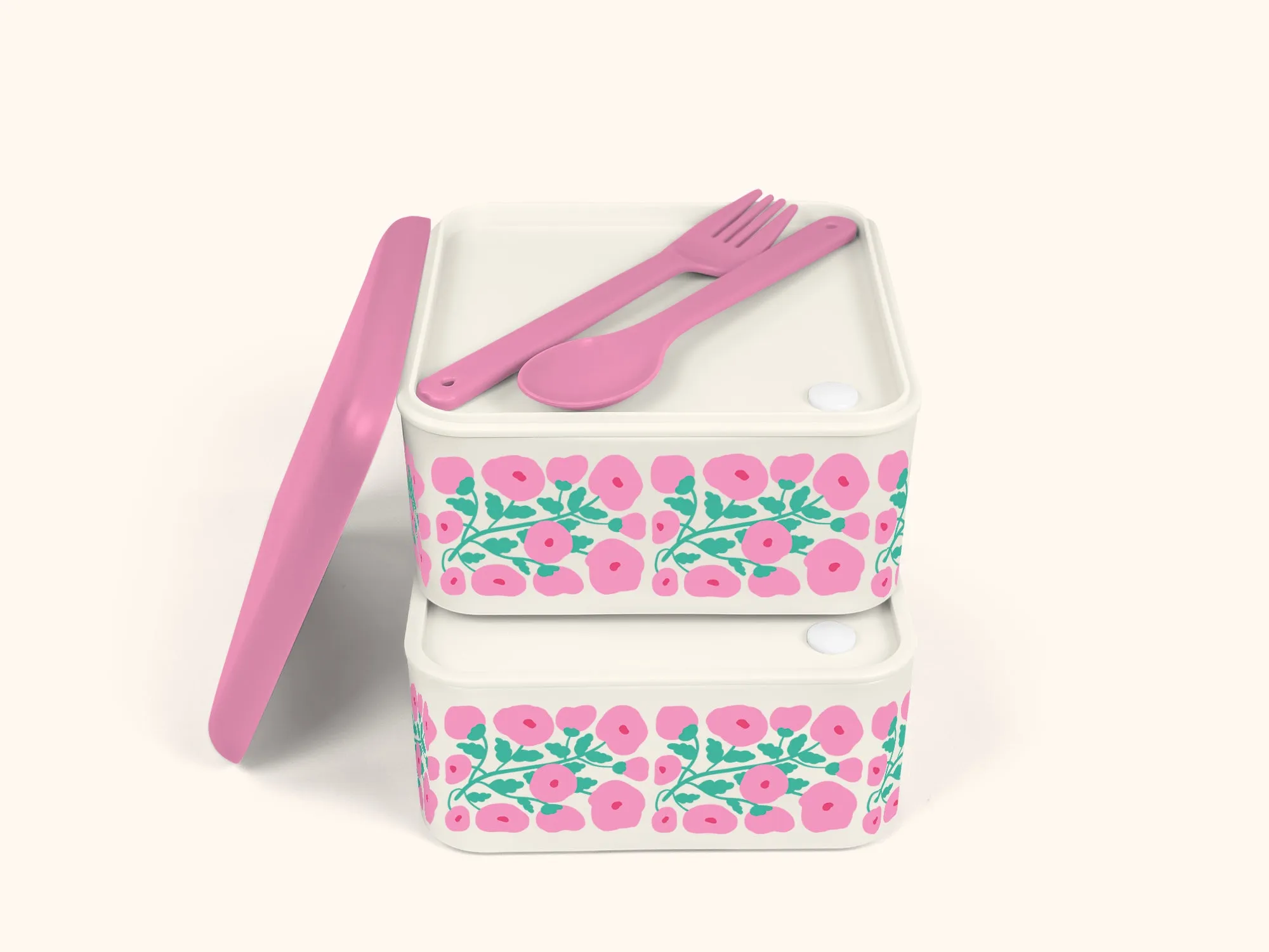 Pink Poppies Lunch Size Bento Box