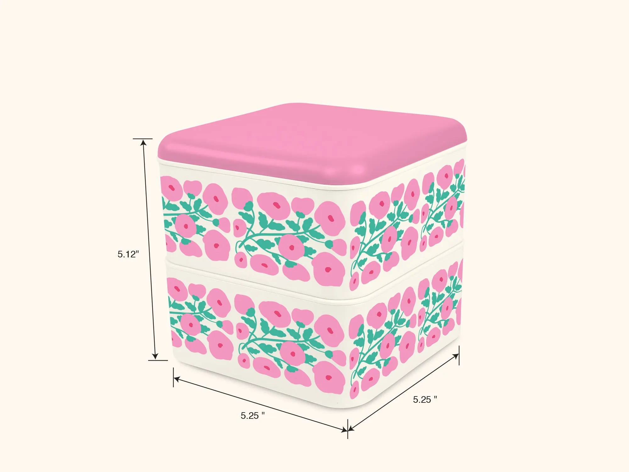 Pink Poppies Lunch Size Bento Box