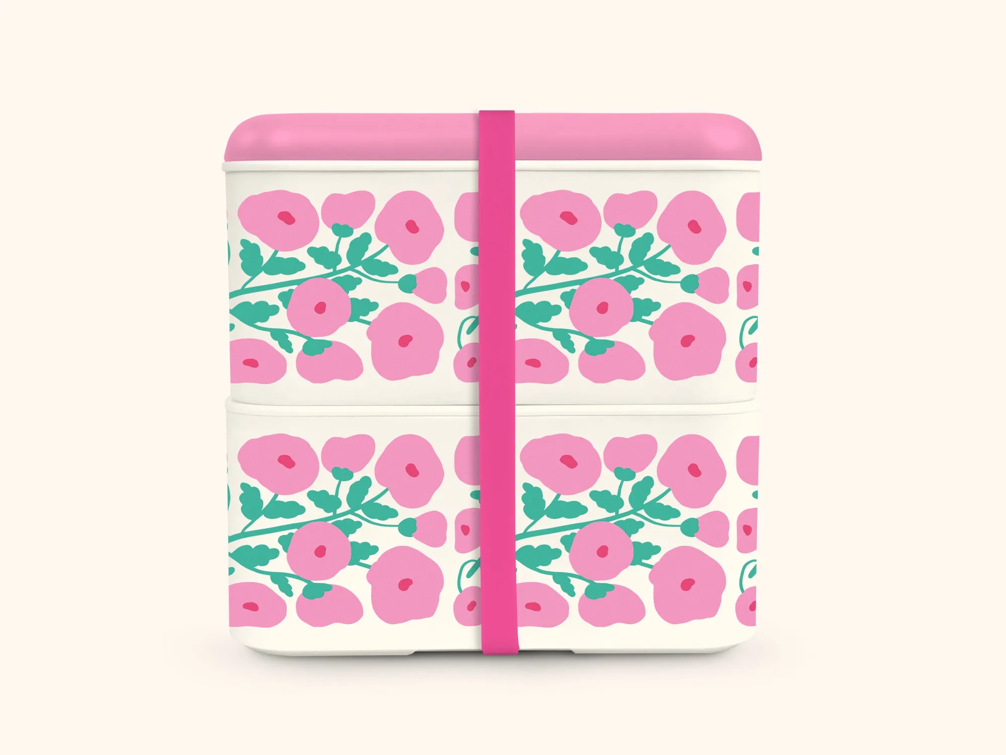 Pink Poppies Lunch Size Bento Box