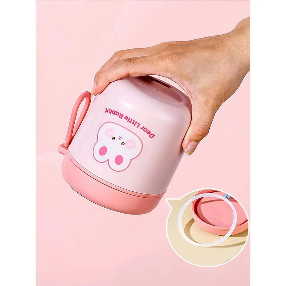 Pink Rabbit, Stainless Steel Soup Box /Tiffin with Insulated Vertical Tiffin Bag with detachable Spoon for Kids and Adults.
