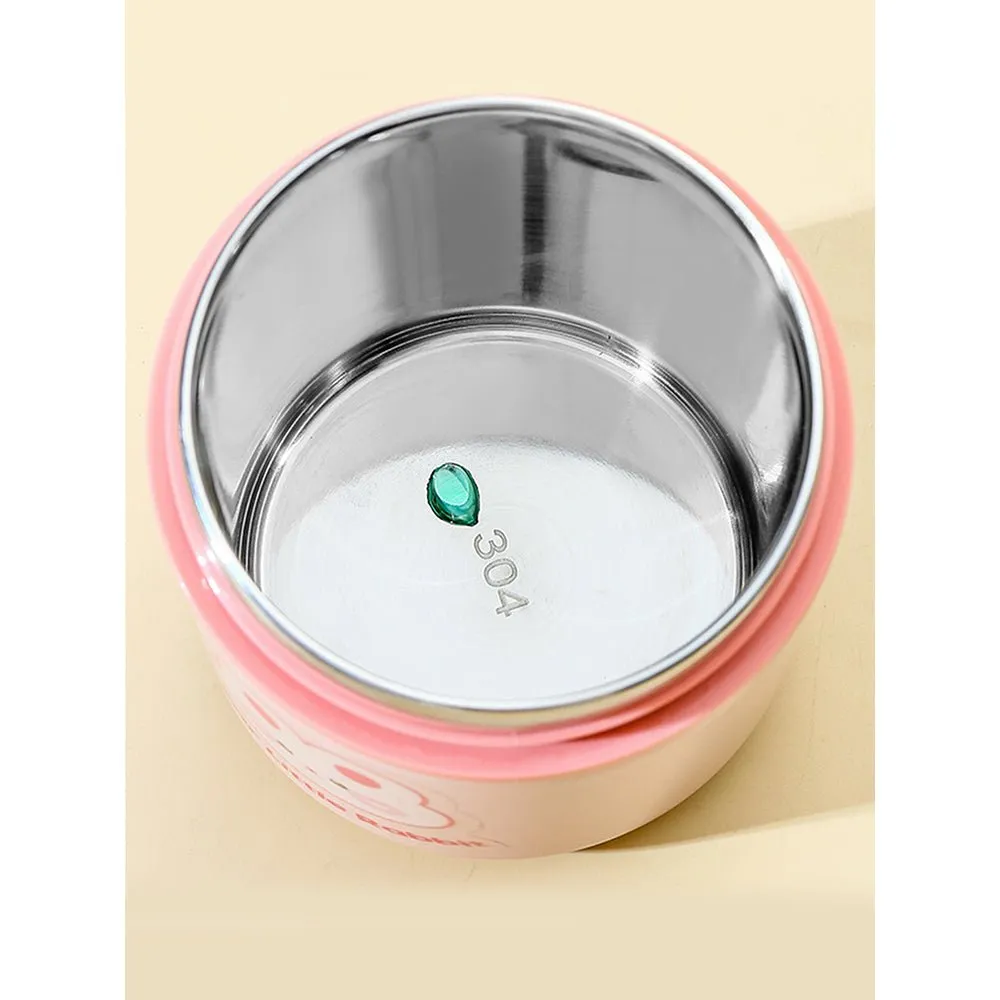 Pink Rabbit, Stainless Steel Soup Box /Tiffin with Insulated Vertical Tiffin Bag with detachable Spoon for Kids and Adults.