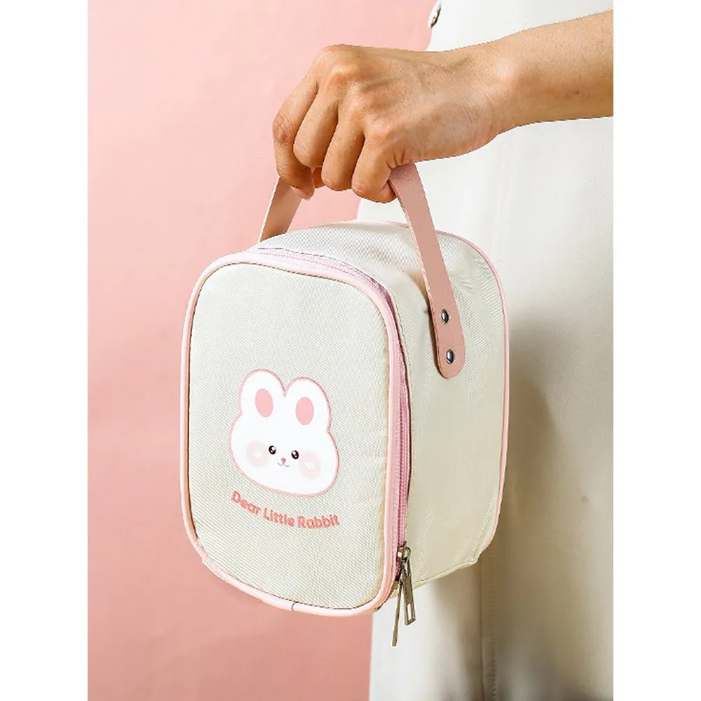 Pink Rabbit, Stainless Steel Soup Box /Tiffin with Insulated Vertical Tiffin Bag with detachable Spoon for Kids and Adults.