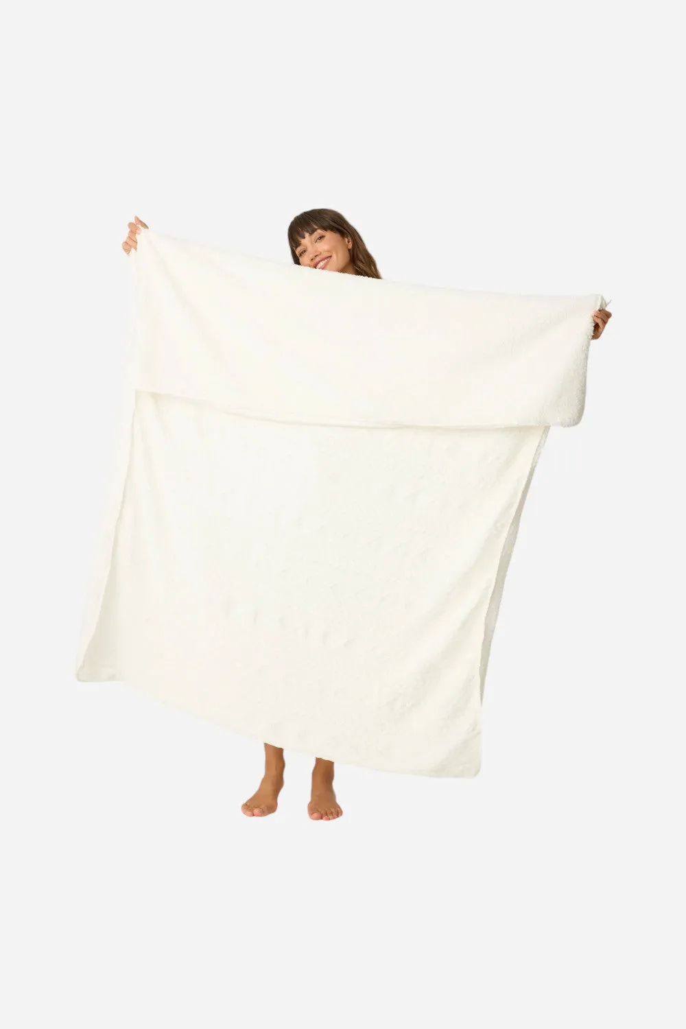 PJ Salvage Cable Crew Lounge Blanket in Ivory
