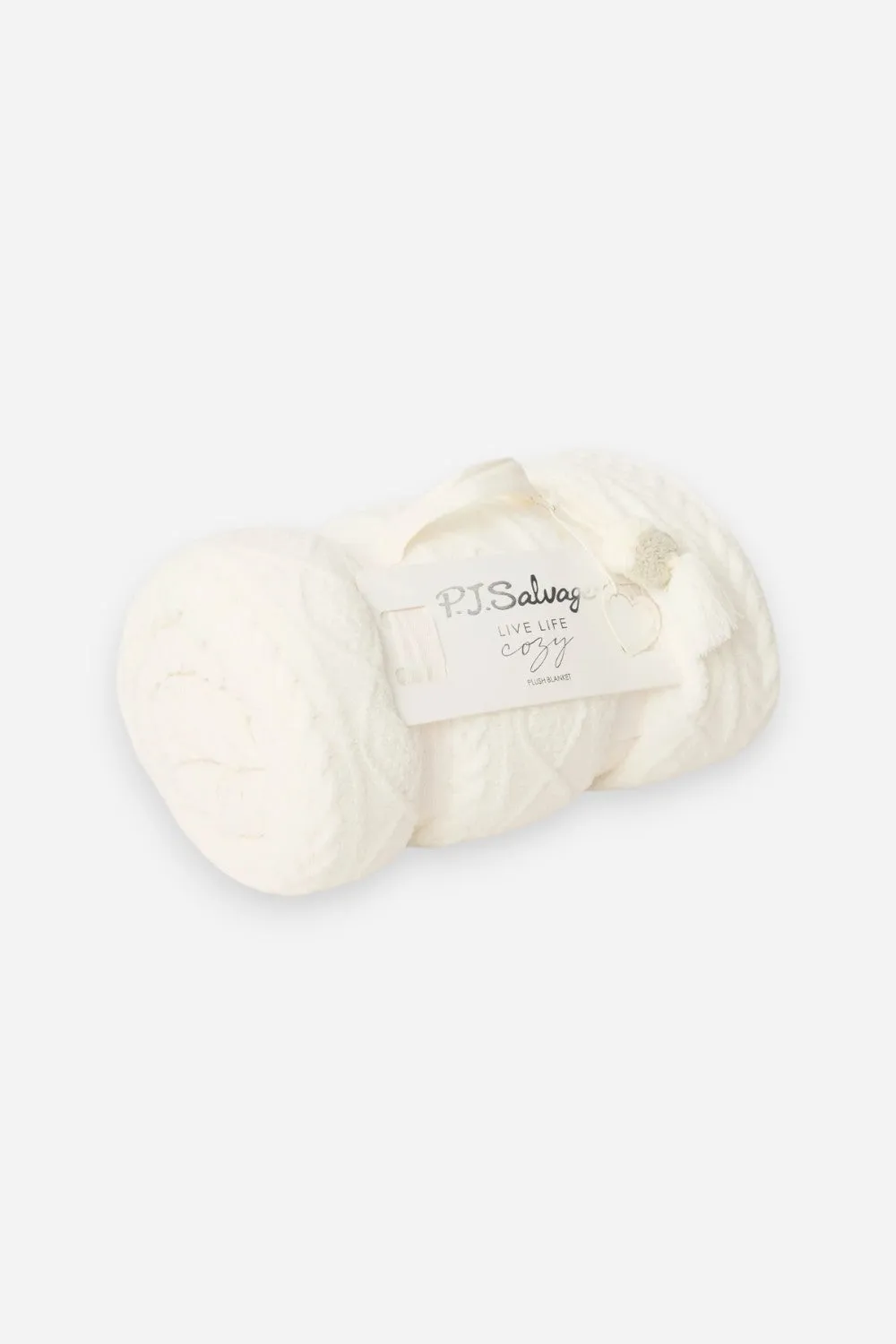 PJ Salvage Cable Crew Lounge Blanket in Ivory
