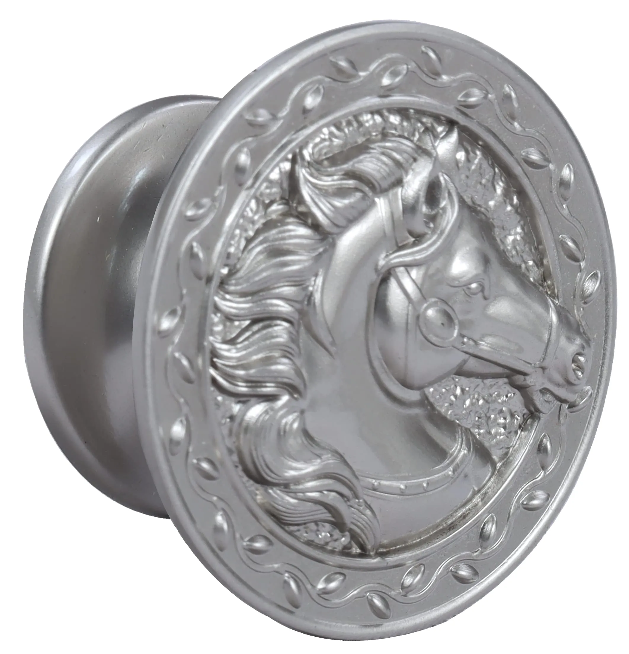Plantex Horse Face Cabinet Drawer Knob Handle/Kitchen Cabinet Knobs/Knobs for Cabinets and Drawer/Round Drawer Pulls and Knobs- Pack of 3 Pieces (Silver)