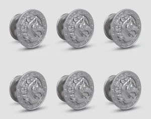 Plantex Horse Face Cabinet Drawer Knob Handle/Kitchen Cabinet Knobs/Knobs for Cabinets and Drawer/Round Drawer Pulls and Knobs- Pack of 6 Pieces (Silver)