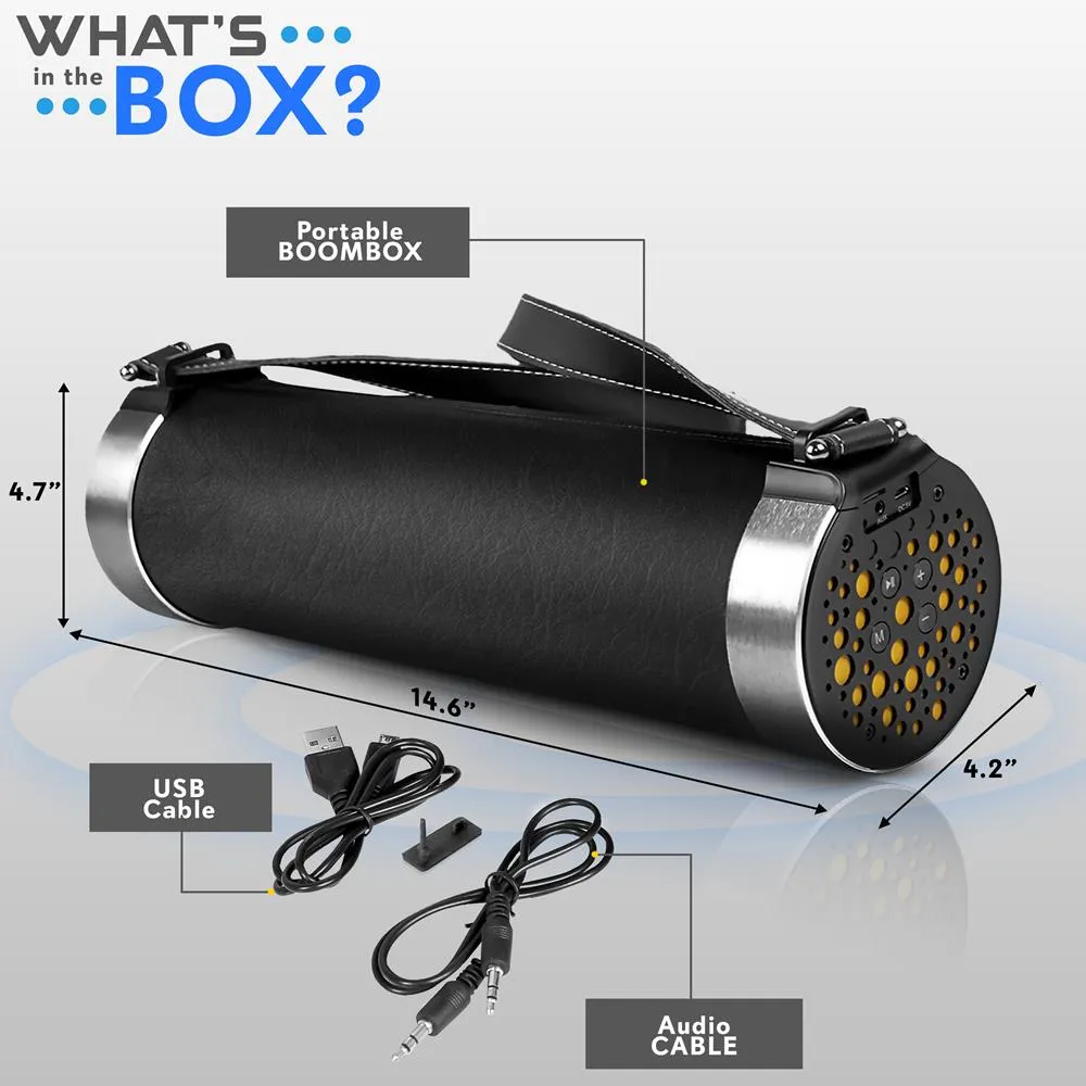 Portable Bluetooth Wireless Boombox Stereo System, Built-In Rechargeable Battery, Mp3/Micro Sd Reader, Fm Radio